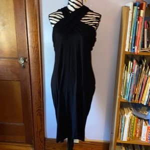 ASOS black cross front dress size 14 NWT